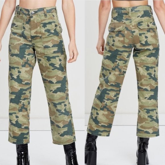 Free People Denim - Free People Remy Green Camouflage Denim Jeans